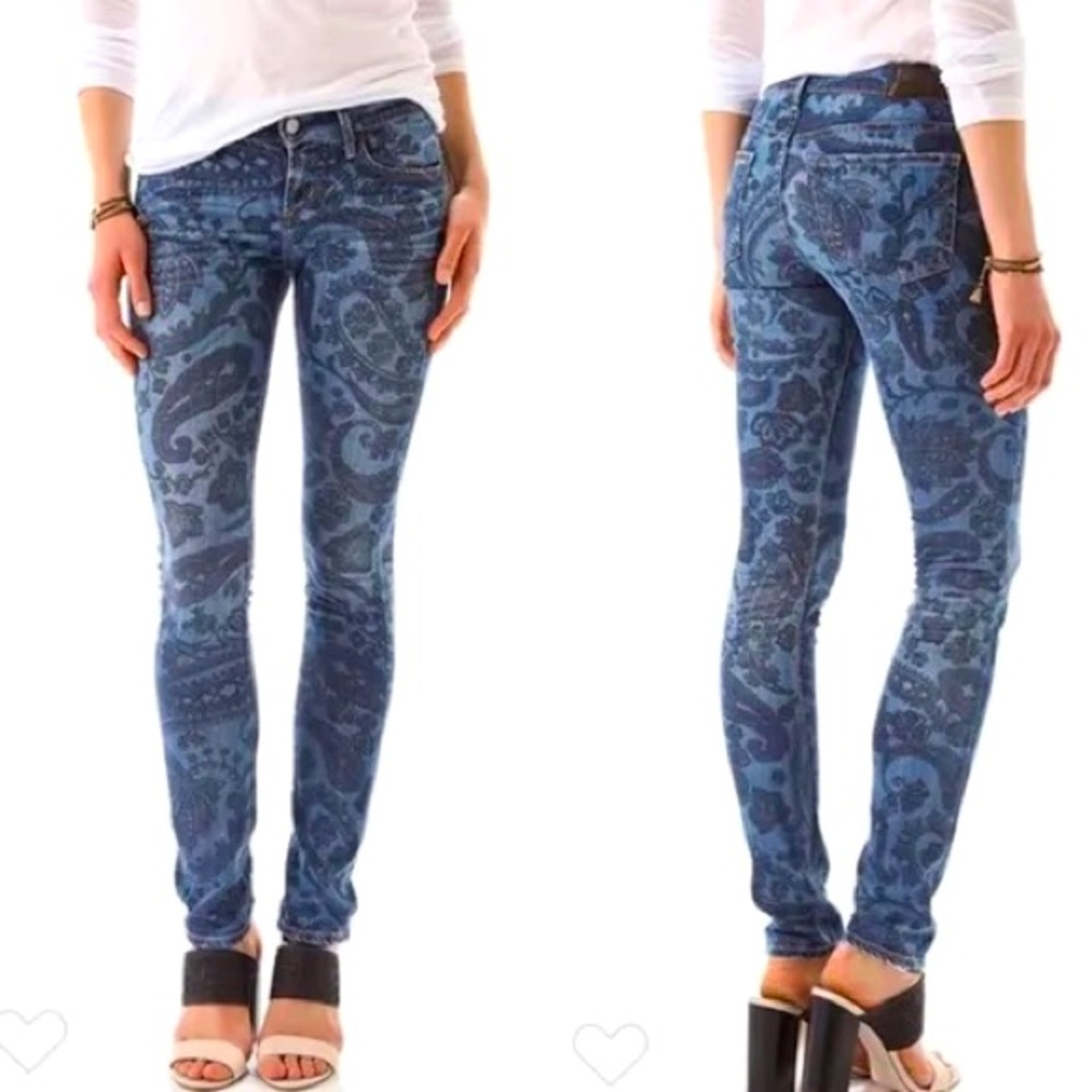 Citizens Of Humanity Blue Paisley Skinny Jeans